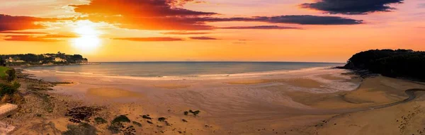 Zachód Słońca Playa Griega Asturii Hiszpania — Zdjęcie stockowe