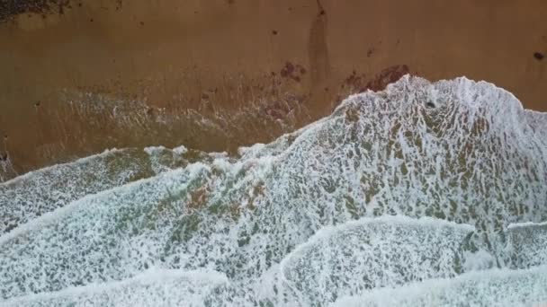 Letecký Pohled Pobřeží Lámání Vln Asturii Španělsko — Stock video