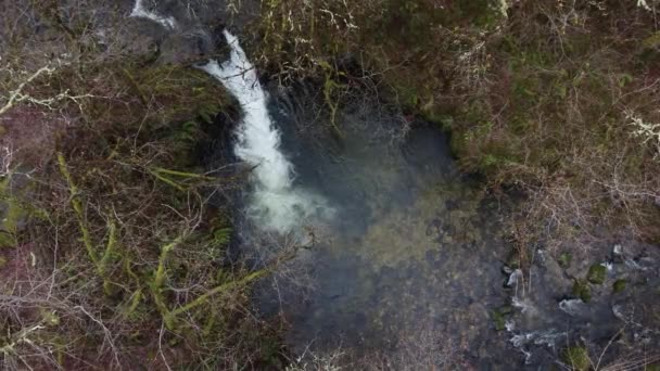 Vista Aérea Una Cascada Río Infierno Asturias España — Vídeos de Stock