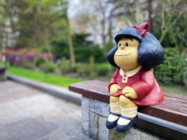 Oviedo Spain January 2021 Statue Mafalda Character Oviedo Spain Tribute — Stock Photo, Image