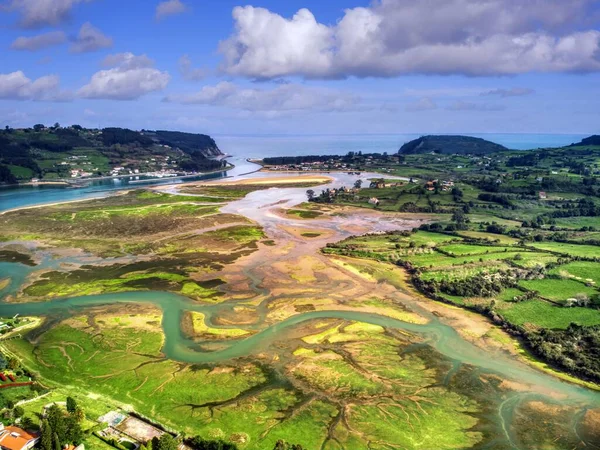 Estuário Vista Aérea Villaviciosa Astúrias Espanha — Fotografia de Stock