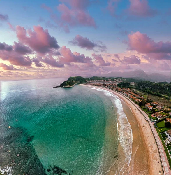 Vista Aérea Ribadesella Praia Santa Marina Astúrias Espanha — Fotografia de Stock