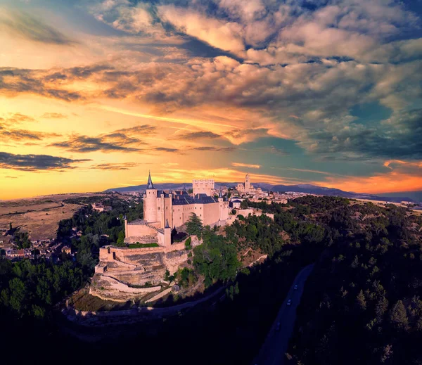 Panoramisch Uitzicht Stad Segovia Met Alcazar Kathedraal Castilla Leon Spanje — Stockfoto