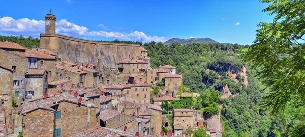 Vista Panorámica Del Pueblo Etrusco Sorano Toscana Italia — Foto de Stock