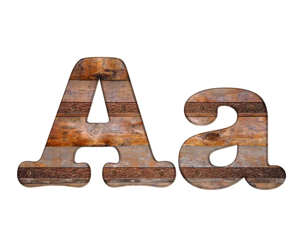 Lettera A in legno e metallo arrugginito . — Foto Stock