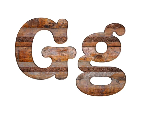 Letter G wooden and rusty metal. — Stock Photo, Image