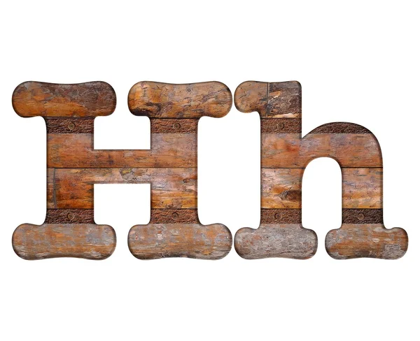 文字 H 木造とさびた金属. — ストック写真