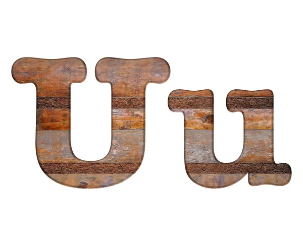 Letter U wooden and rusty metal. — Stock Photo, Image