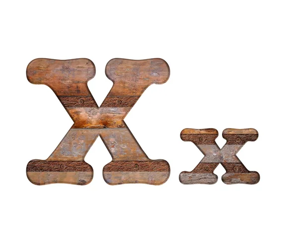 Lettera X in legno e metallo arrugginito . — Foto Stock