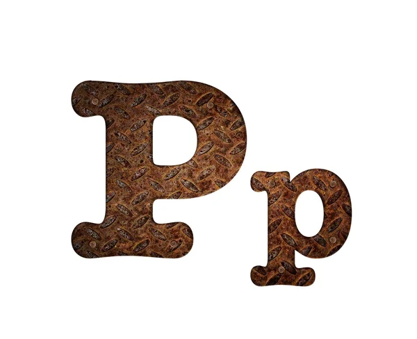 Letter P roestig metaal. — Stockfoto