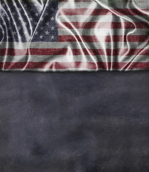 USA vlag en schoolbord. — Stockfoto