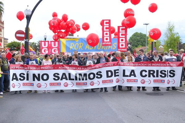 1 maja demonstracji w Gijon, Hiszpania — Zdjęcie stockowe