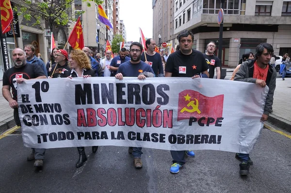 Május 1. demonstrációs Gijon, Spanyolország — Stock Fotó