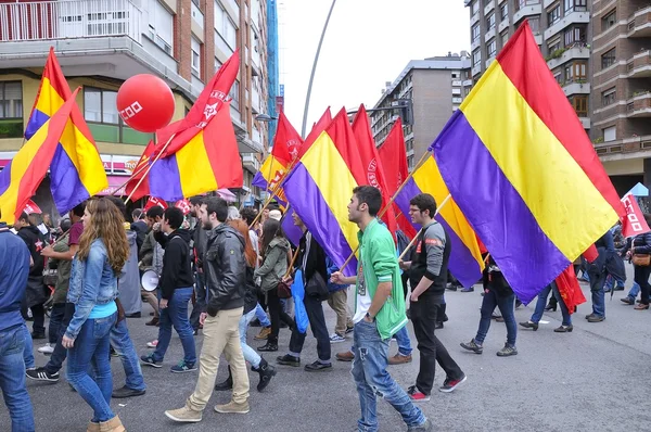 1η Μαΐου διαδήλωση στην πόλη Χιχόν της Ισπανίας — Φωτογραφία Αρχείου