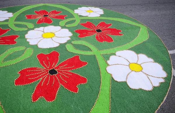 The village of Pravia in Asturias with floral carpets to celebra