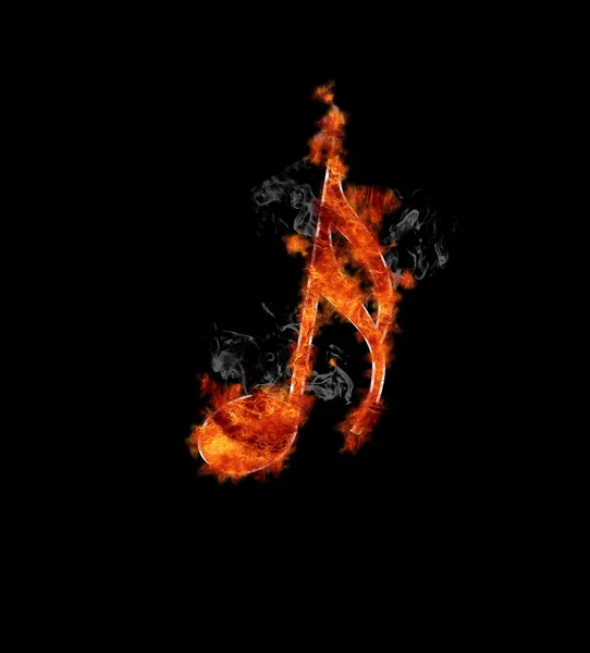 Musikalische Note in Flammen. — Stockfoto