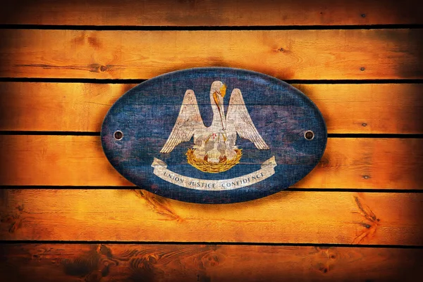 Louisiana-Fahne aus Holz. — Stockfoto