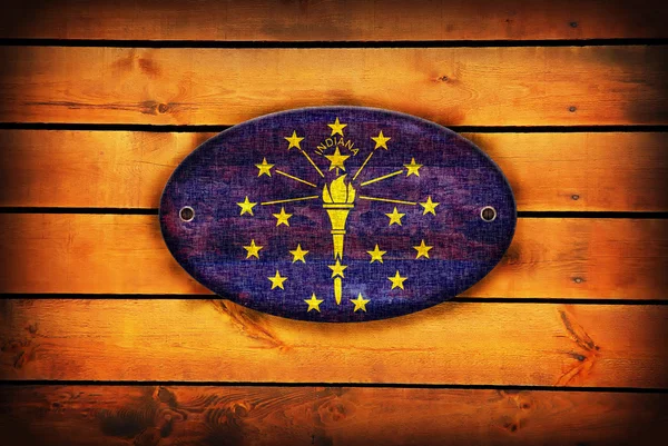 Fából készült Indiana zászló. — Stock Fotó