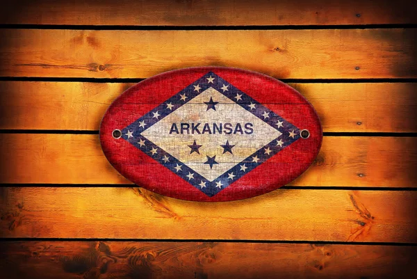 Fából készült Arkansas zászló. — Stock Fotó