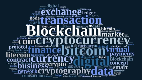 Awan kata dengan Blockchain — Stok Foto