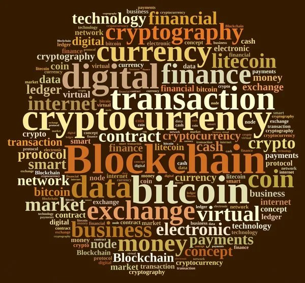 Blockchain와 단어 구름 — 스톡 사진