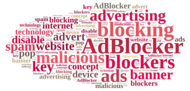 Reklam engelleyicileri Word cloud.