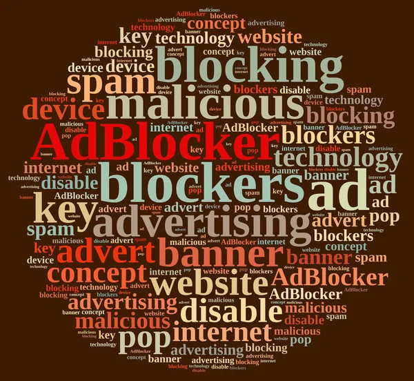 Nube de palabras en bloqueadores de anuncios . — Foto de Stock