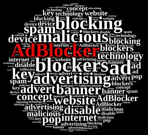 Nube de palabras en bloqueadores de anuncios . — Foto de Stock