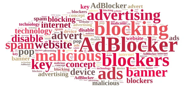 Nube de palabras en bloqueadores de anuncios . —  Fotos de Stock