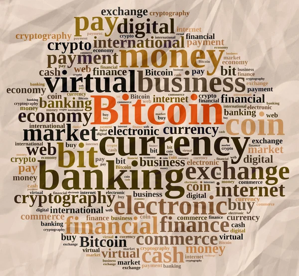 Облако слов, относящееся к Bitcoin . — стоковое фото