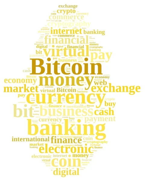 Облако слов, относящееся к Bitcoin . — стоковое фото