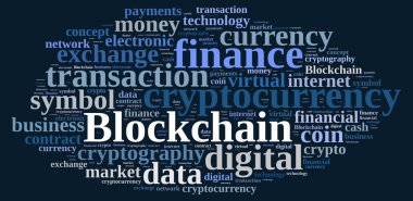 Kelime bulutu Blockchain ile.