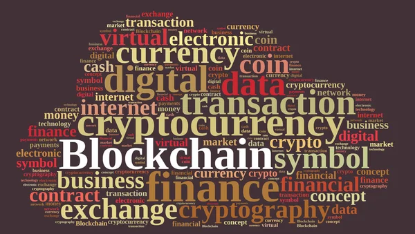 Blockchain와 단어 구름. — 스톡 사진