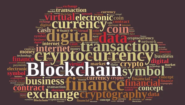 Awan kata dengan Blockchain . — Stok Foto