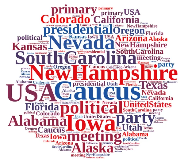 Word cloud on the Caucus in the US. — Stock Photo, Image