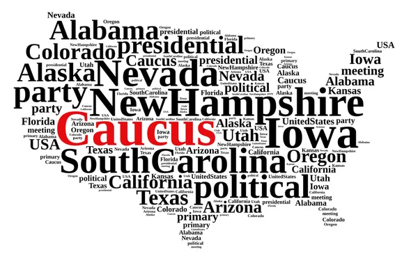 Nuvem de palavras no Caucus nos EUA . — Fotografia de Stock