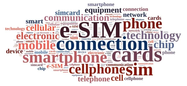 Word cloud related to e-SIM. — Stock Photo, Image