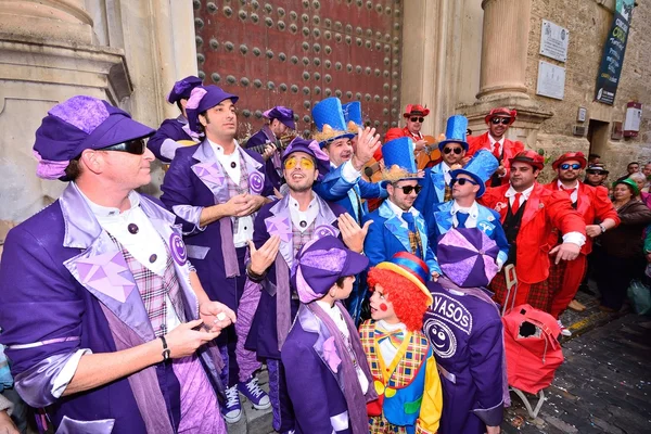 Coro típico de carnaval (chirigota) em Cádiz . — Fotografia de Stock