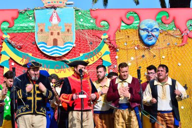 El Puerto de Santa Maria içinde tipik karnaval koro (chirigota). 