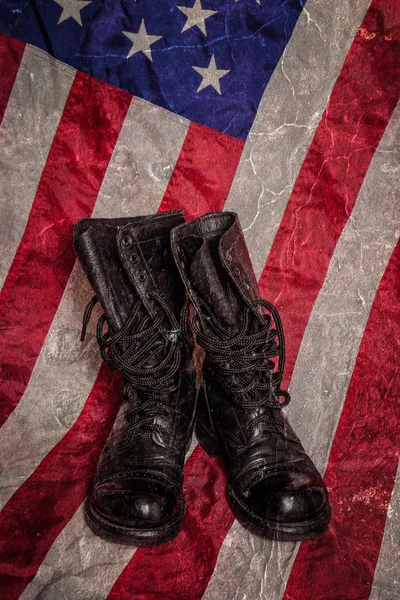 Combat Boots with Flag — Stock Photo, Image