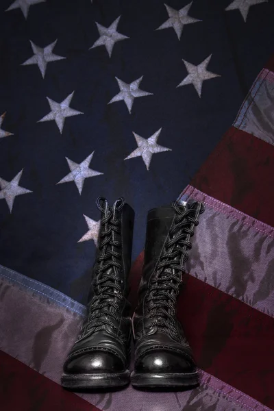 Combat Boots with Flag — Stock Photo, Image