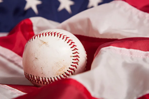 Baseball, Amerikai zászló — Stock Fotó