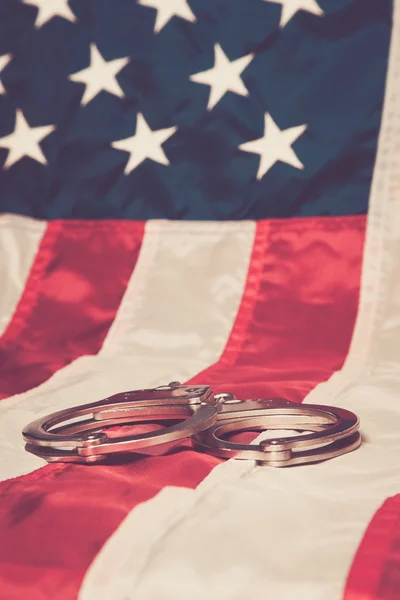 Handcuffs on Flag — Stock Photo, Image