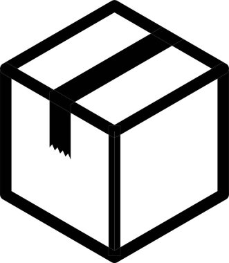 İzometrik tarzda kare kutu ince çizgi simgesi.