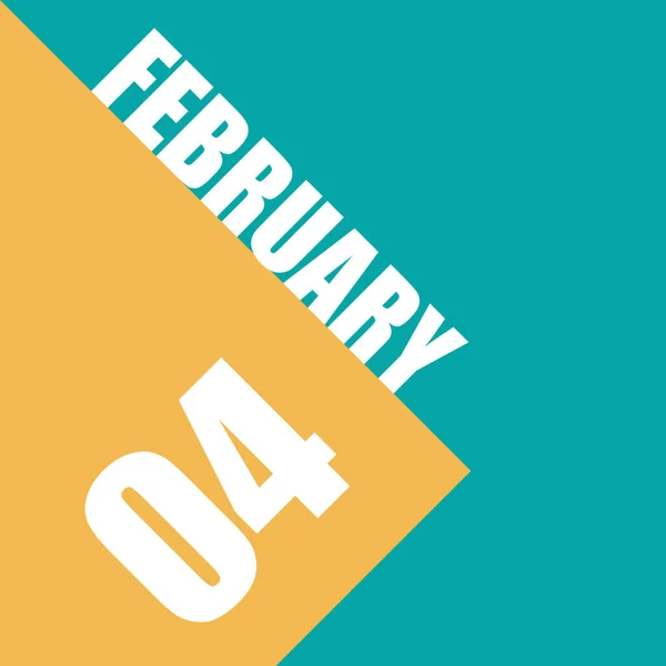 Fjärde Februari Dag Månaden Illustration Datum Inskription Orange Och Blå — Stockfoto