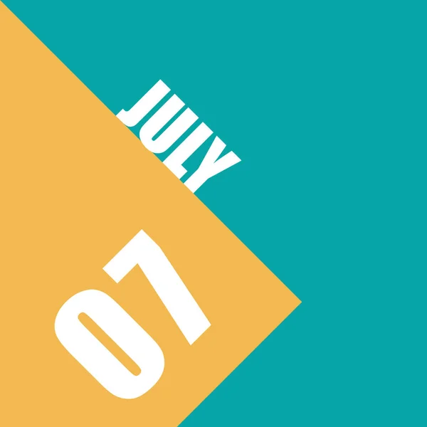July 7Th Day Month Illustration Date Inscription Orange Blue Background — Stock Photo, Image