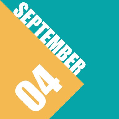 4 Eylül. Ayın dördüncü günü, turuncu ve mavi arkaplan üzerindeki tarih çizimi sonbahar ayı, yılın günü konsepti..