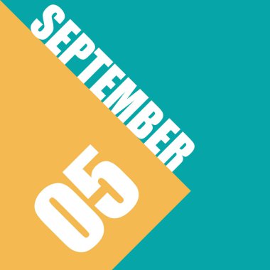 5 Eylül. Ayın 5 'i, turuncu ve mavi arkaplan üzerine tarih çizimi sonbahar ayı, yılın günü konsepti.