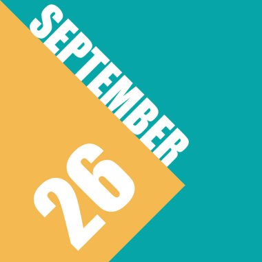 26 Eylül 'de. Ayın 26 'sı, turuncu ve mavi arkaplan üzerindeki tarih çizimi sonbahar ayı, yılın günü konsepti.