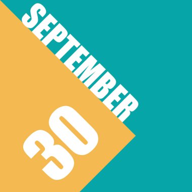 30 Eylül 'de. Ayın 30 'unda, turuncu ve mavi arkaplan üzerindeki tarih çizimi sonbahar ayı, yılın günü konsepti.